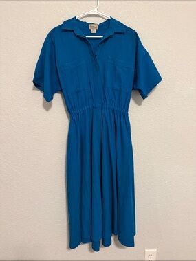100% Silk Vintage Naturelle Blue Dress